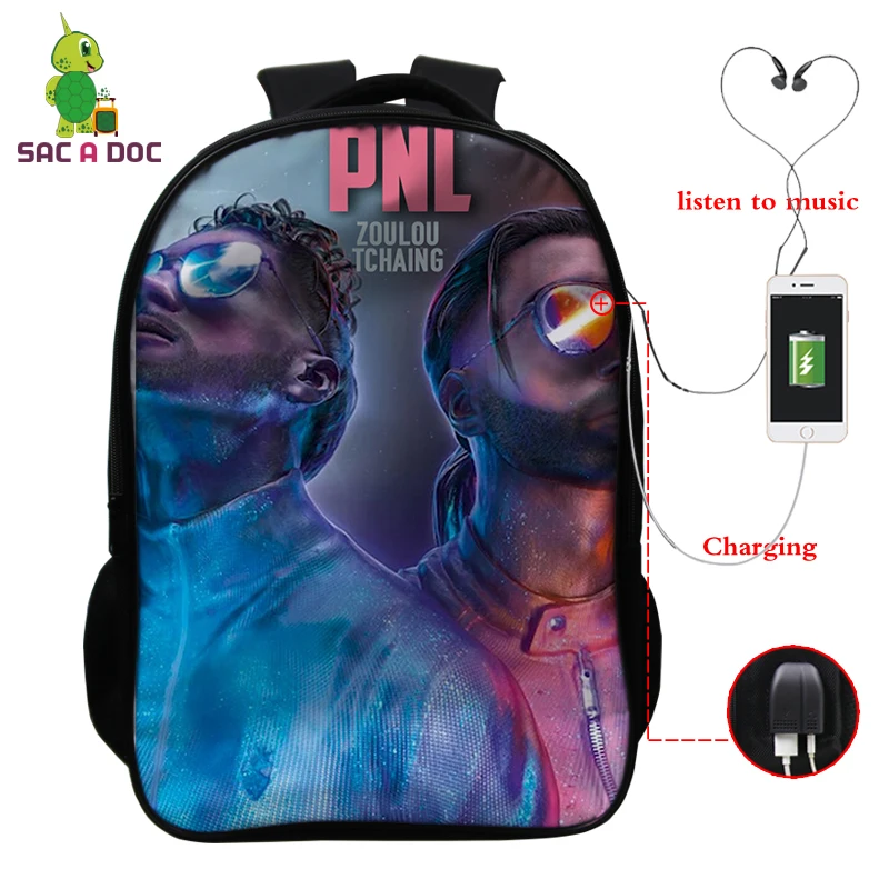 Bookbag 1 16 дюймов рюкзаки PNL печать USB зарядка школьный рюкзак для подростков мальчиков и девочек рюкзак для ноутбука дорожная сумка Sac Dos - Цвет: Bookbag 1