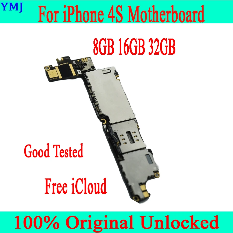 Оригинальная разблокированная материнская плата для iphone 4S с системой IOS, бесплатный iCloud для iphone 4S материнская плата+ полные чипы, 8 ГБ 16 ГБ 32 ГБ
