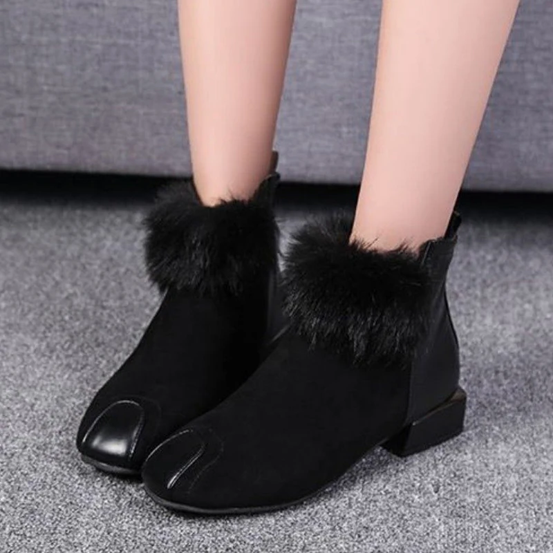 2019 г. Женские ботинки замшевые зимние Осень-зима женские ботильоны на квадратном