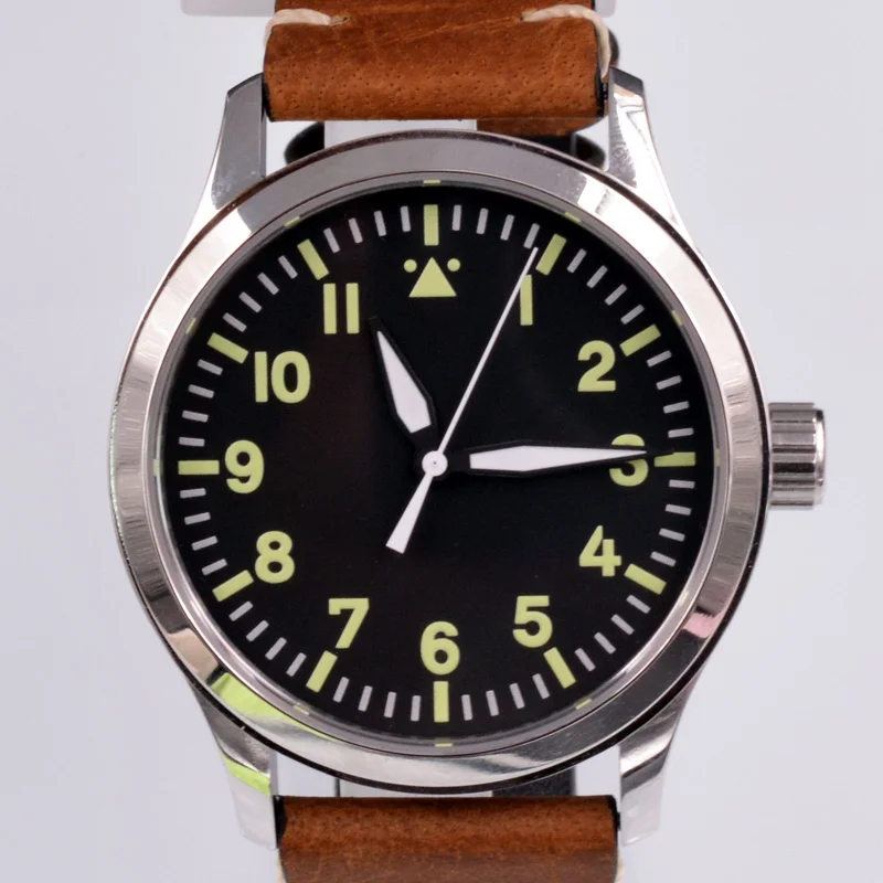 Часы мужские механические с автоподзаводом и кожаным ремешком 42 мм | Наручные