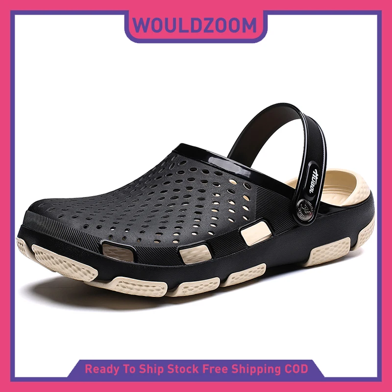 

2021 Men Sandals Summer Beach Outdoor Slipper Hole Shoes Rubber Clogs Garden Shoes Flat Sandal Man Slippers Sandles Sandalias