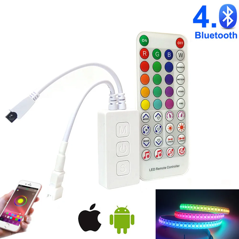 

WS2812B Bluetooth Controller For Addressable LED Strip Light WS2811 Dream Color LED Tape Smart APP & IR Remote & Music Control
