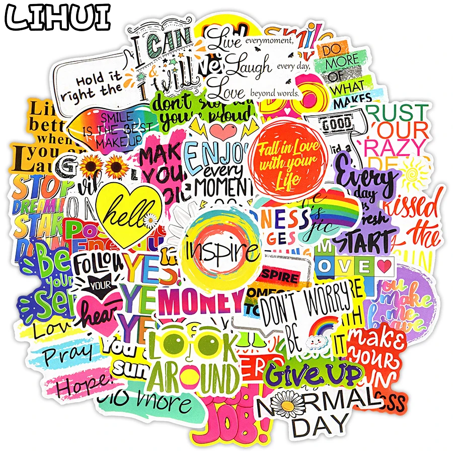 50 шт. мотивационные наклейки с фразами эстетическое милые для детский блокнот