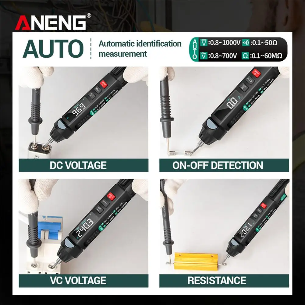 

A3008x Digital Multimeter Auto Intelligent Sensor Pen Tester 6000 Counts NonContact Voltage Meter Multimetre polimetro