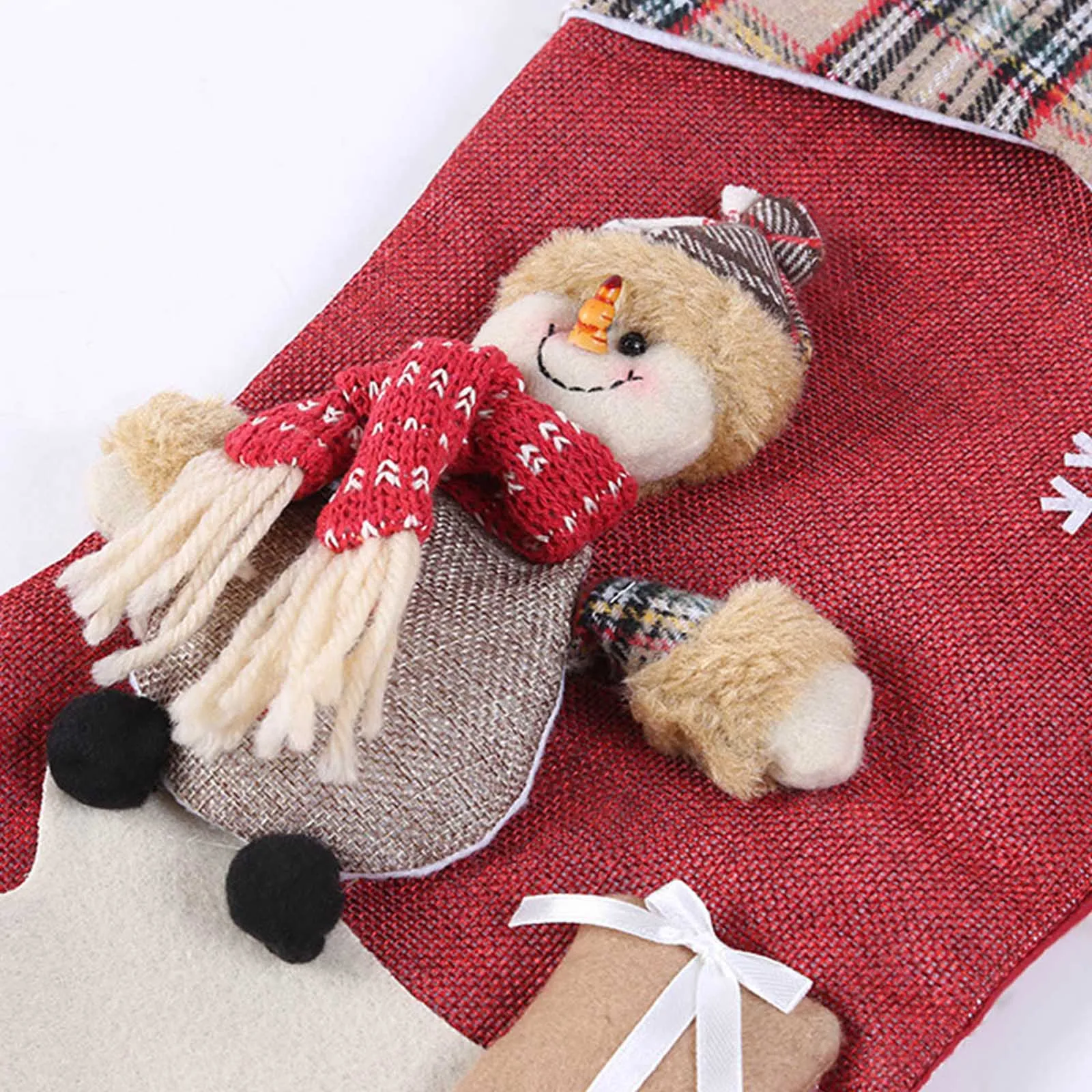 1 шт. большой размер рождественские носки в клетку с оленем|Носки и держатели для