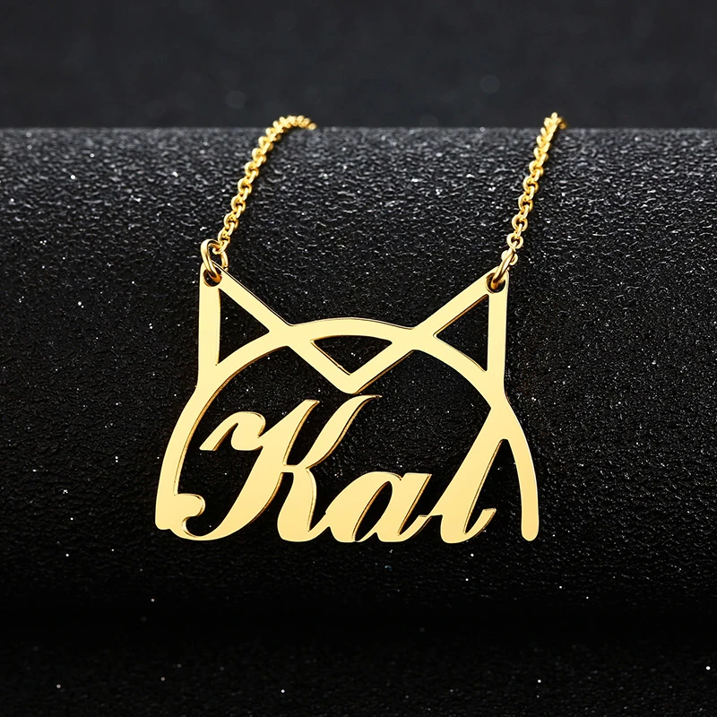 Милое ожерелье в форме кошки персонализированная именная Подвеска из