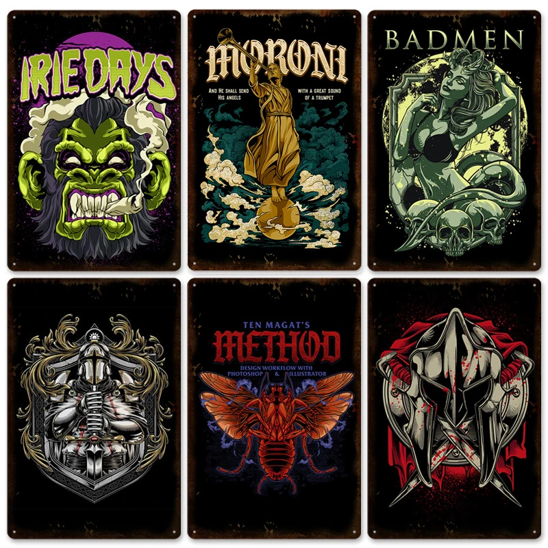 Металлическая Жестяная Табличка с рисунком черепа из аниме фильма винтажный