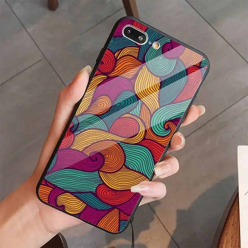 

African fabric print aesthetics Phone Case Tempered glass For iphone 5C 6 6S 7 8 plus X XS XR 11 PRO MAX