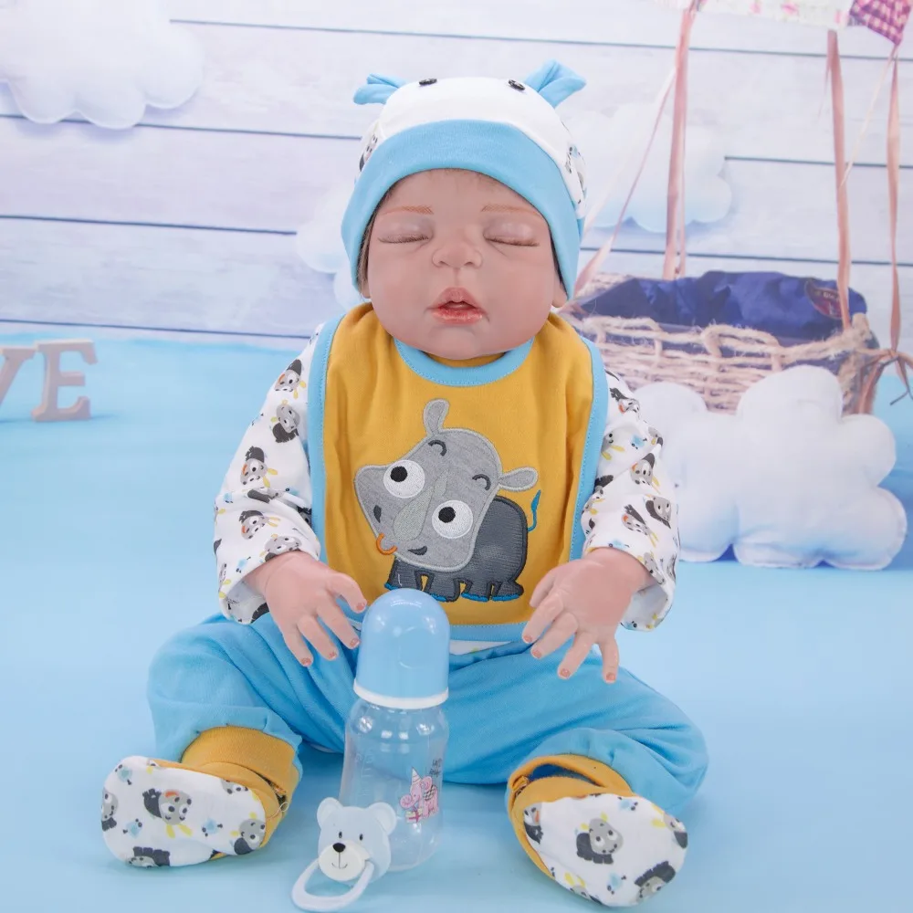 23 дюймов Boneca bebes кукла новорождённого полного тела силиконовые виниловые куклы Reborn Младенцы 57 см реалистичные куклы для новорожденных Игрушки для детей подарок