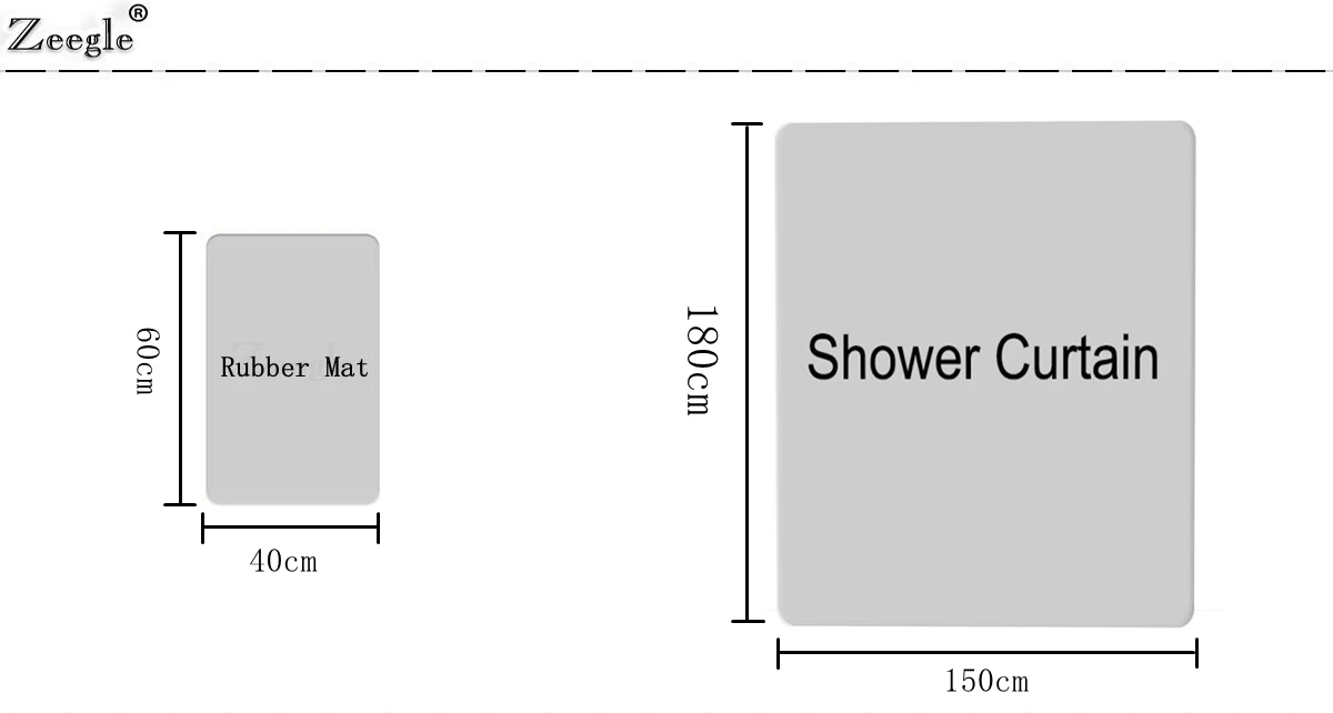 

Cartoon Style Waterproof Rubber Floor Mat and Shoewr Curtain Rubber Anti-Slip Foot Rug Home Decor Shower Room Carpet Set