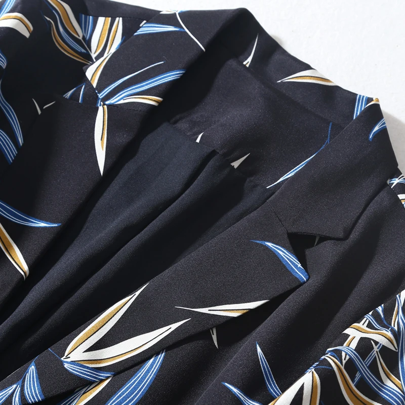 Женский блейзер высокого качества 100% плотный Шелковый с принтом длинный рукав на