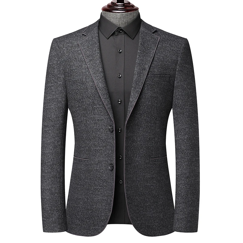 

2022 Spring New Business Casual Blue Gray Blazer Coat Male Brand Clothes Men's Slim Suit Jacket Classic Style Thicken