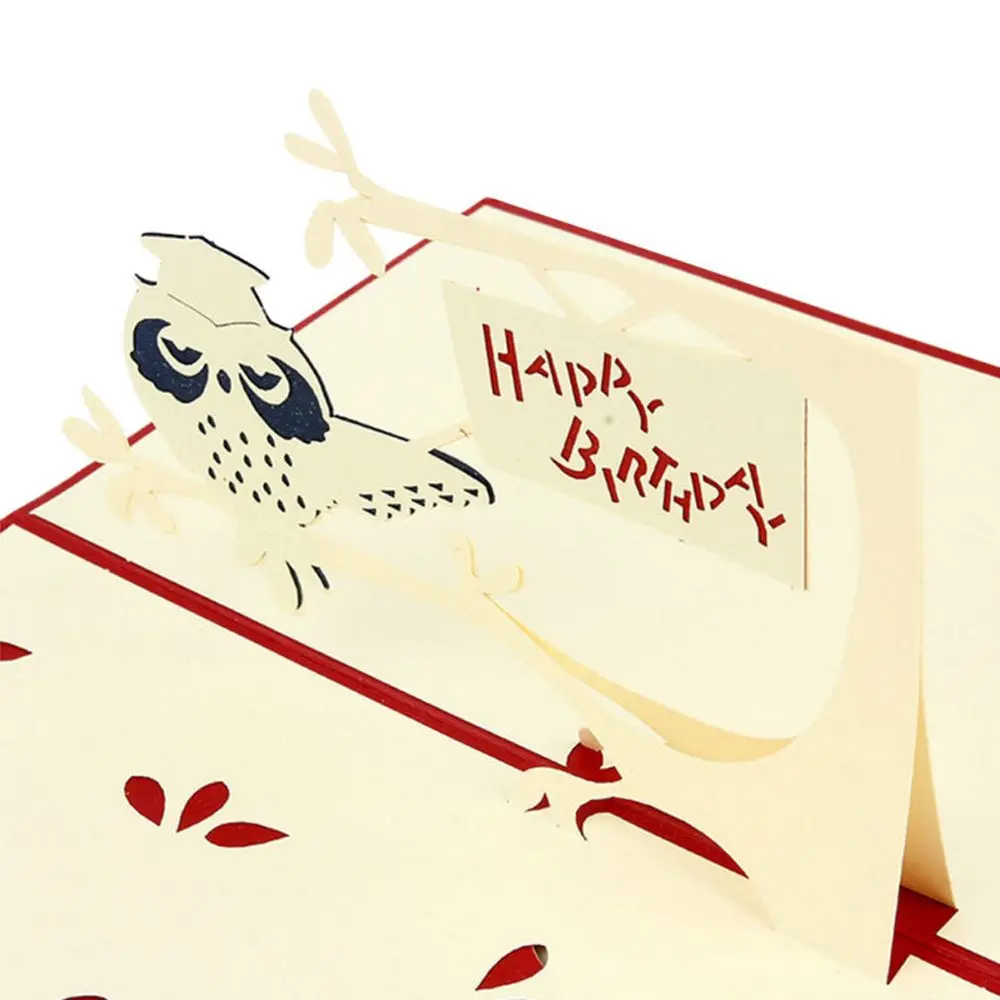 Детский наряд для дня рождения Pop Up карты Сова Рождественская открытка