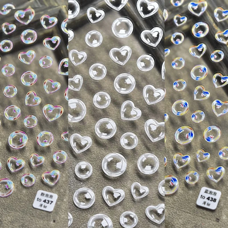 

5D Engraving Nail Stickers Frosted Thin Transparent Adhesive Thin Tough Stickers Transparent Bubble Nail Art Decals Nail Sticker