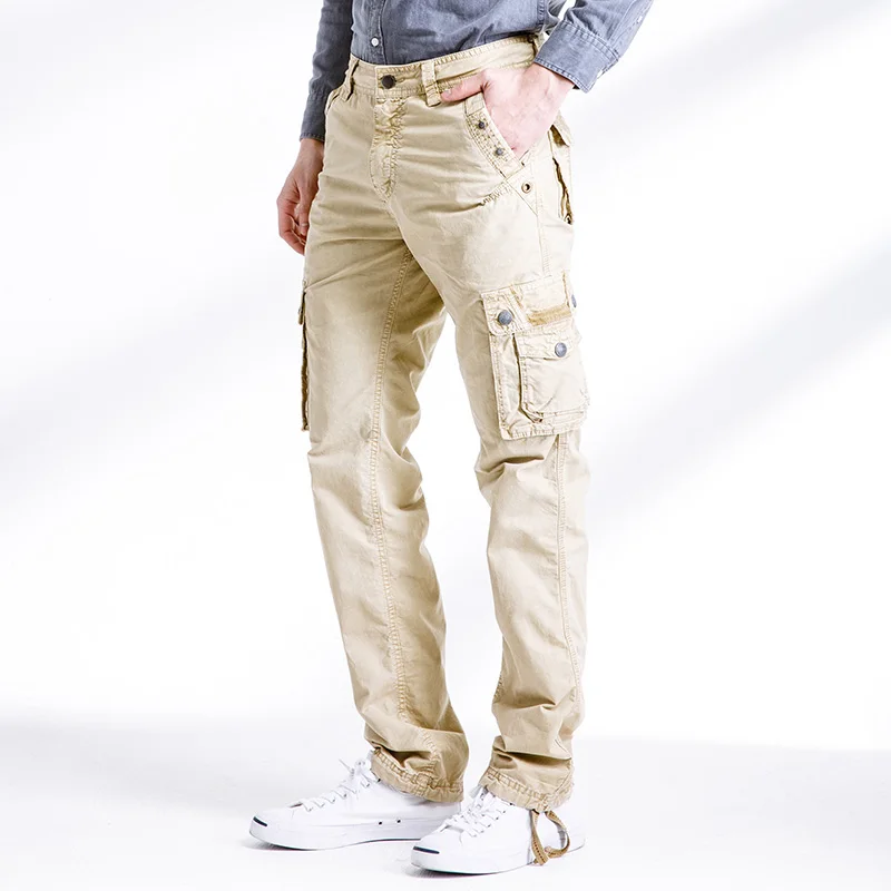 

Брюки-карго мужские, хлопковые, прямые, с несколькими карманами, большого размера, 196