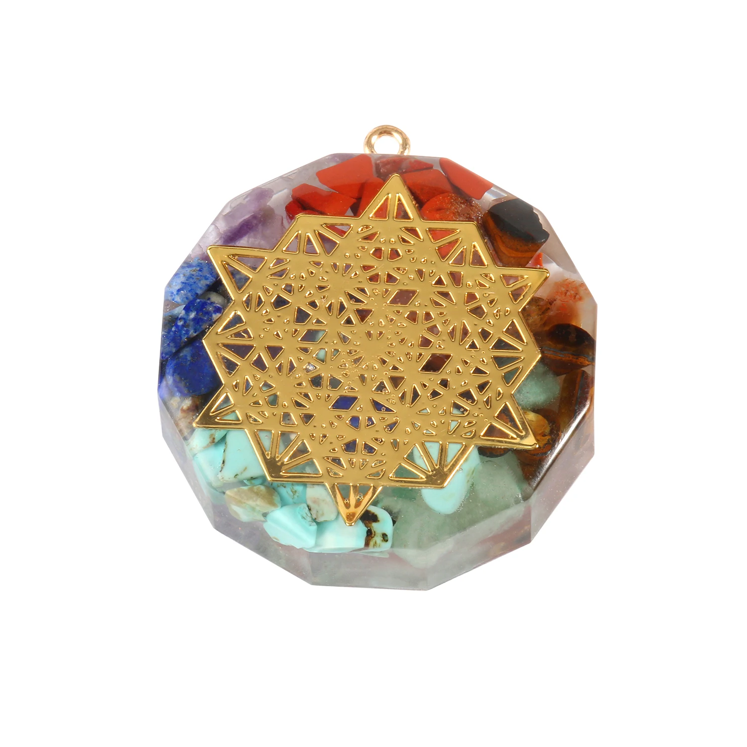 

Orgonite Pendant OM Healing Energy Chakra Symbol Necklace for Meditation Yogo Resin Jewelry Handmade Orgone Pendants Protection