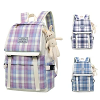 new unisex classic lightweight college lattice plaid school bag travel laptop backpack bookbag for girl young people daily use