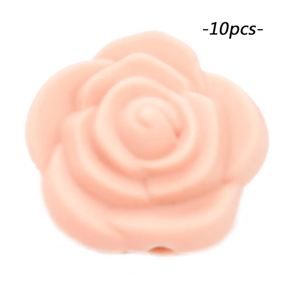 peachy LOFCA 10 шт Силиконовые Бусины розы пищевой силиконовый продукт для детей для изготовления ювелирных изделий Детская Соска-подвеска BPA бесплатные игрушки - Цвет: peachy
