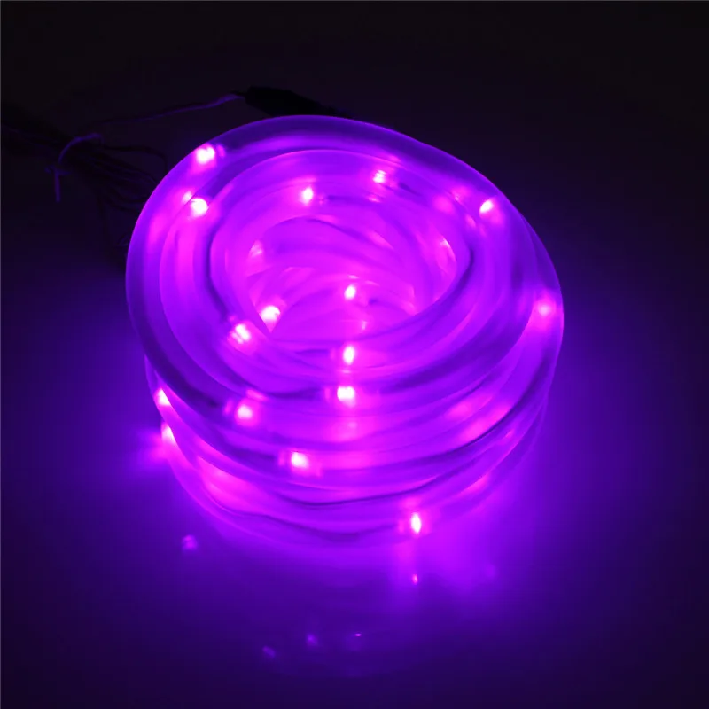 purple 50/100 LED солнечный светильник, уличный веревочный трубчатый Сказочный светильник, водонепроницаемый светильник для праздника, вечеринки, свадьбы, дома, Декоративный Рождественский светильник - Испускаемый цвет: purple