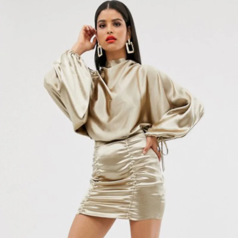 Женское платье-водолазка с длинным рукавом летучая мышь | Женская одежда