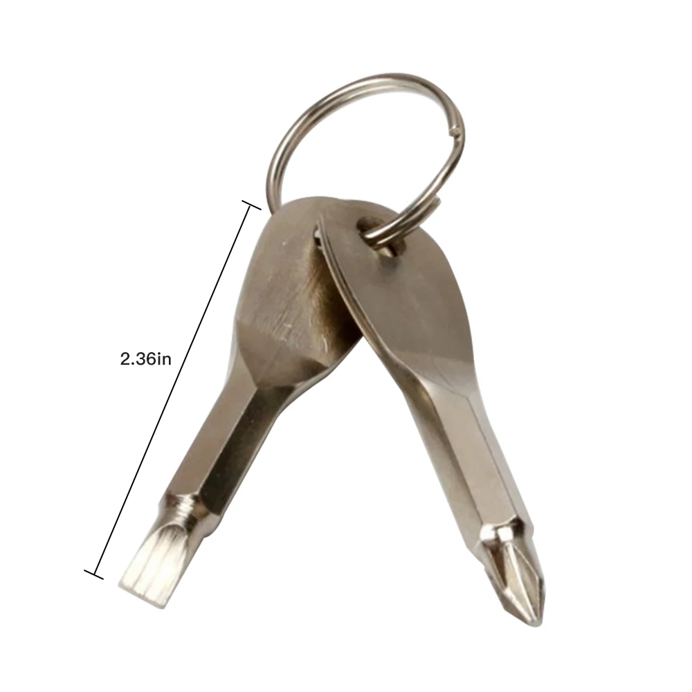 2PCS/Set Screwdriver Portable Multifunctional Key Shape Stainless Steel Slotted Screwdrivers Pocket Repair Tool Outdoor tools |