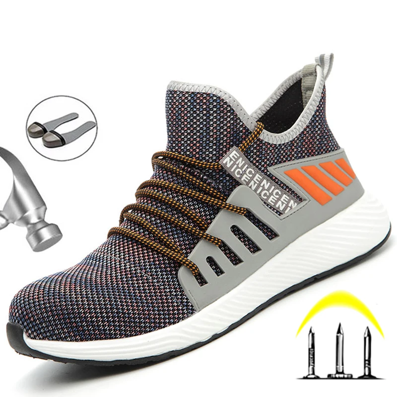 

Work Safety Shoes Men Shoes Plus Size 48 Work Shoes Sneaker Steel Toe Safety Sneakers Breathable Shoes Puncture Proof Anti-smash