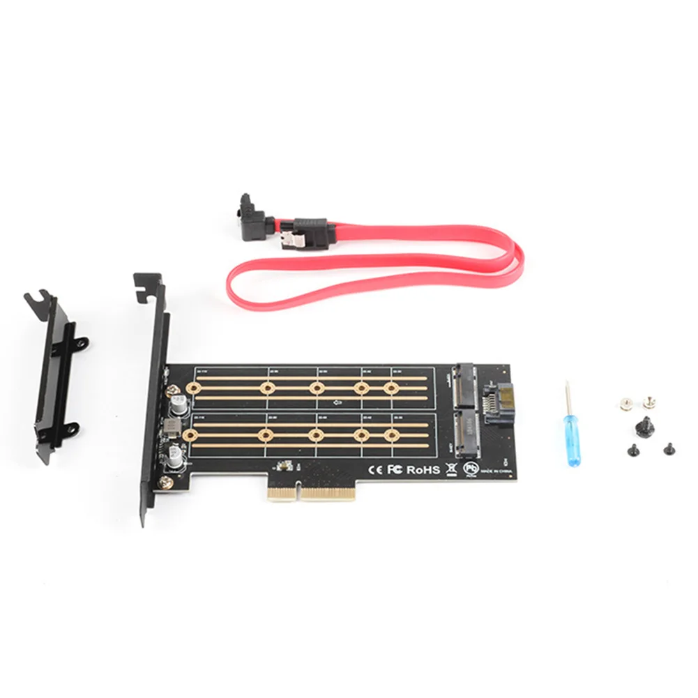 

Dual M.2 PCIe Adapter NVME NGFF M.2 SSD Adapter PCI-E Express 3.0 X4 to M.2 M+B Key for 22110 2280 2260 2242 2230 M2 SSD