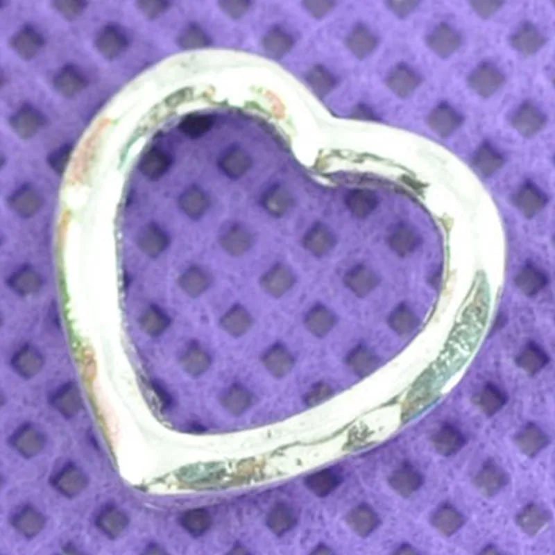 

Spacer Beads Frames Silver Tone Love Heart Jewelry Making Findings 14x14mm 50Pcs