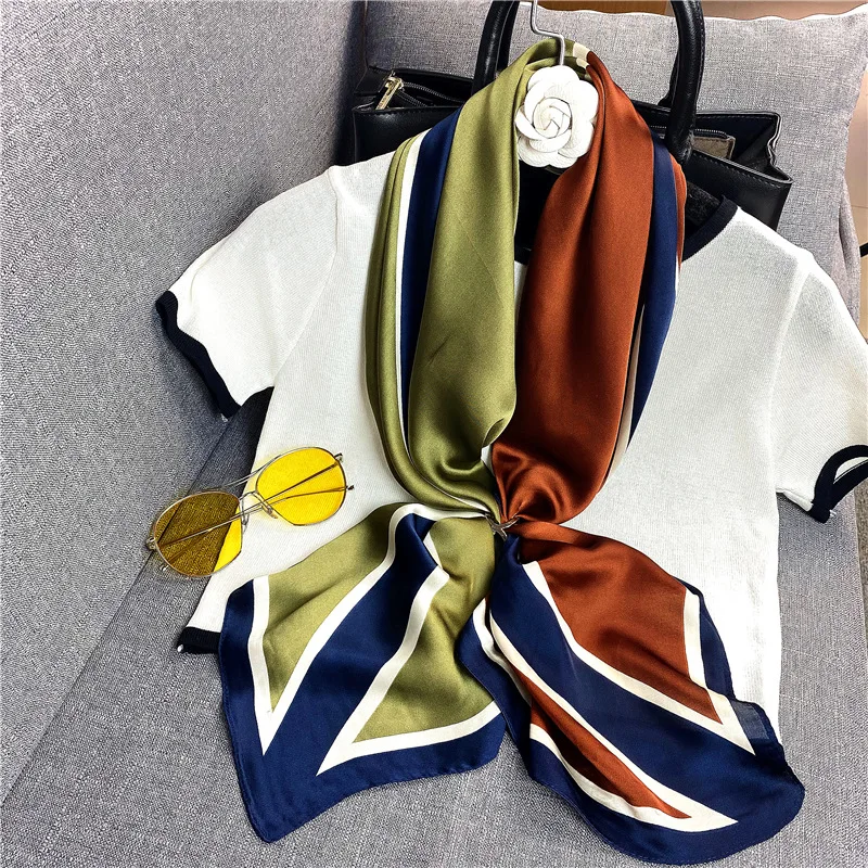 

Fashion Summer Silk Scarf Women Scarves for Hair Neck Cover Female Kerchief Bandana Hijab Bufanda de seda Foulard carre femmes