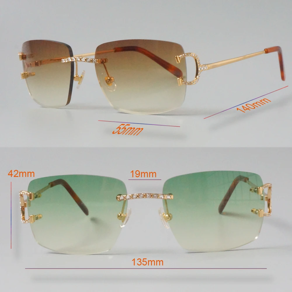 Мужские солнцезащитные очки без оправы Carter Shades роскошные дизайнерские с камнями