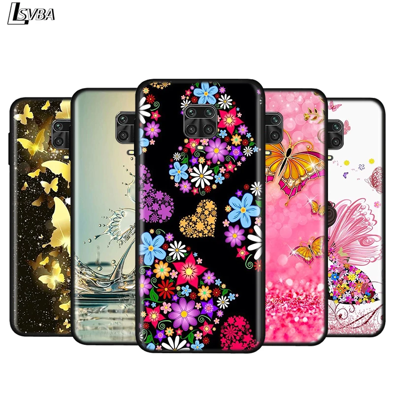 

Silicone Cover Butterfly Mandala Flower For Xiaomi Redmi Note 9 9S Max 8T 8 7 6 5 Pro 5A 4X 4 Bright Black Phone Case