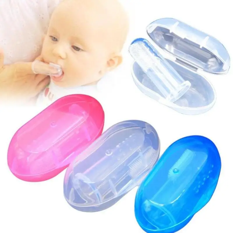 

Teeth Soft Rubber Brush Silicone Finger Toothbrush Massager For Baby Infant Cleaning Toothbrush Training Brush LX8366