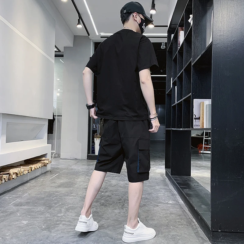

Summer New Tracksuit 2020 Sporting Suit Short Sleeve T-shirt+Short Hip Hop 2Piece Set Patchwork Sweatsuits For Men Clothing