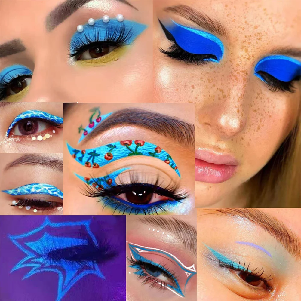 

4ml 8 Colors UV Glow Matte Eyeliner Waterproof Smudgeproof Neon Liquid Eyeliner Halloween Christmas Fluorescent Body Face Paint