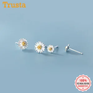 Женские серьги-гвоздики с цветочным принтом trustdave, серебро 925 пробы в минималистическом стиле, ювелирное изделие из стерлингового серебра пробы, DA905