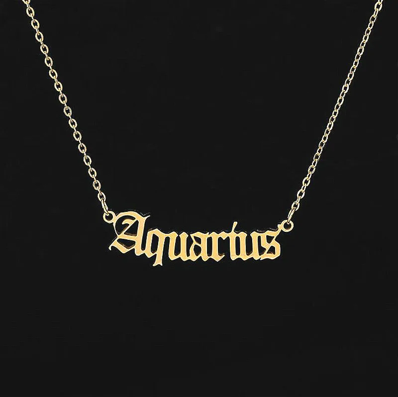 2020 Style Constellation Zodiac Necklaces Jewelry for Women Fashion Designed Letter Sagittarius Leo Collier | Украшения и