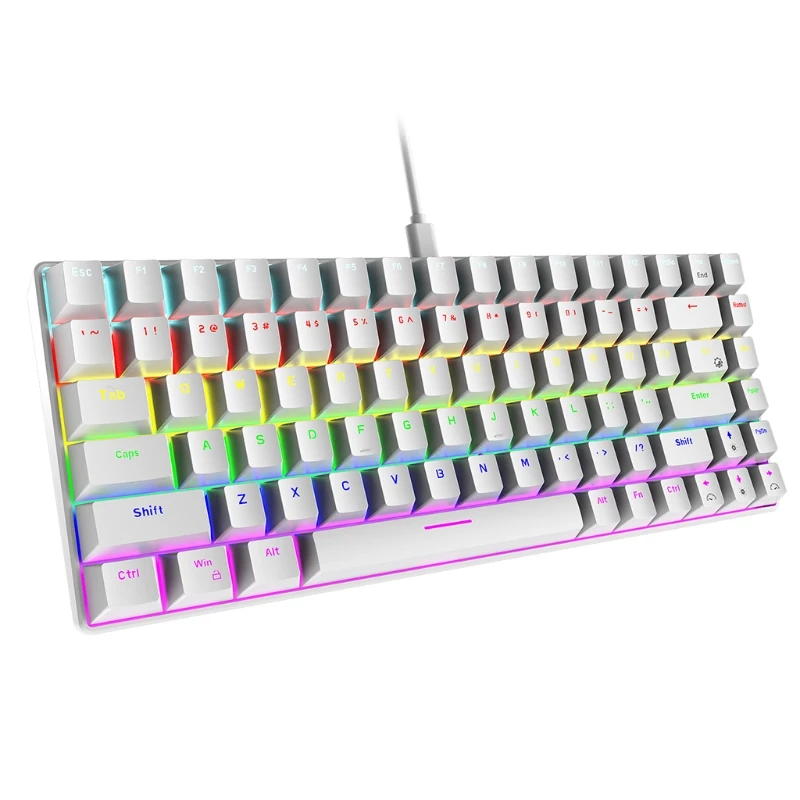 

Mechanical Gaming Keyboard Green/Red Switch 84 Keys USB Wired Gaming Keyboard with 15 RGB Lights Effect Desktop PC Gamer QXNF