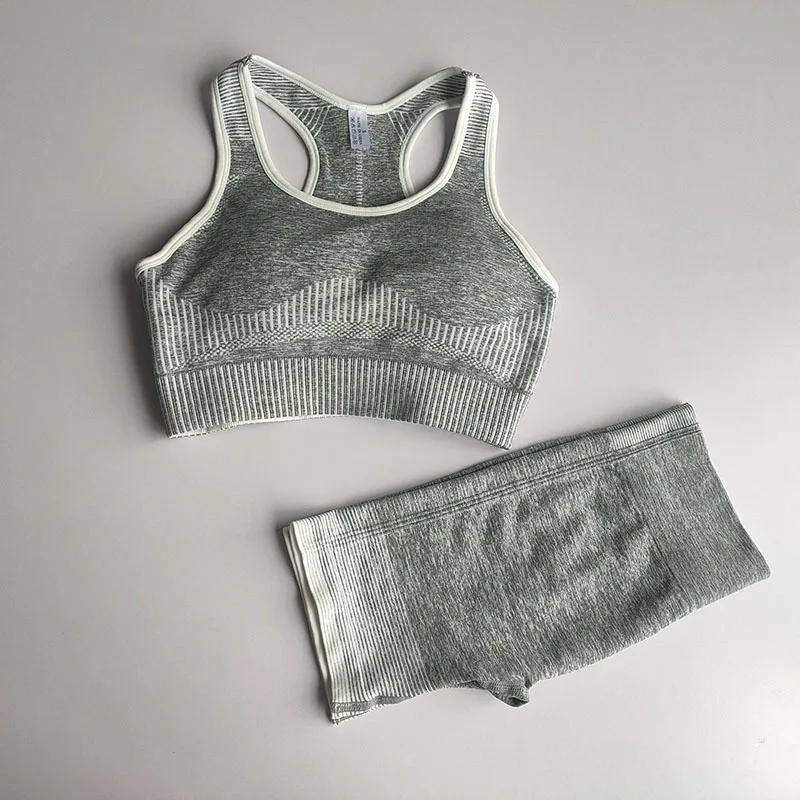 Женский бесшовный комплект для йоги спортивный бюстгальтер с высокой талией