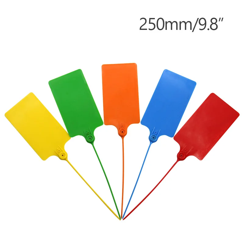 100 шт. Пользовательский логотип ярлыки пластиковые защитные самоблокирующиеся