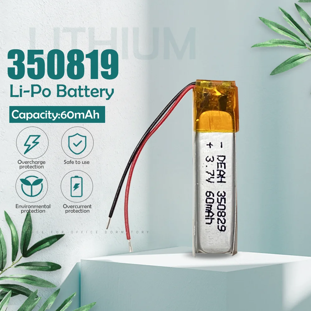 3.7v 60mAh 350829 Lithium Polymer Li Po li ion Rechargeable Battery For GPS MP4 Camera Power Bank Tablet Electric Toys PAD