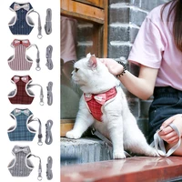 hoopet cat harnesses bow tie vest walking lead leash pet cat harnesses leash set for small medium cat