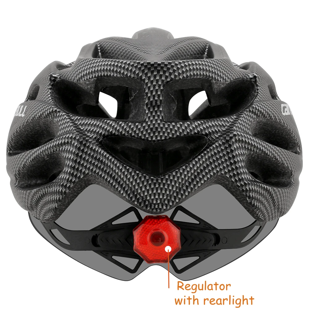 

Intergrally-molded Mountain Bike Helmet with Removable Goggles Visor Adjustable Men Women Bicycle Cycling Taillight Helmet