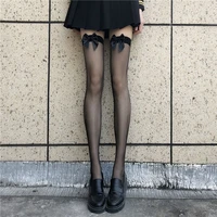 summer women japanese jk lolita thin black bow lace cute lovely spice girls thigh high tights stockings pantyhose