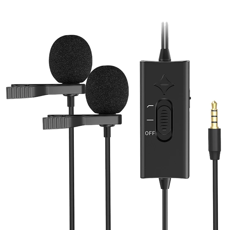 

HFES Lavalier Microphone Dual-Head Lavalier Lapel Clip-on Noise Reduction Microphone for DSLR Canon Camcorders Recording