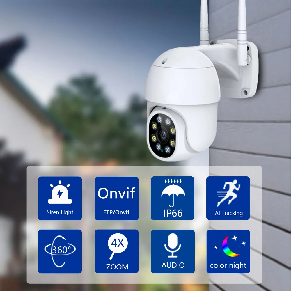 Беспроводная уличная камера видеонаблюдения IP 8MP 4K WIFI охранная запись скоростной