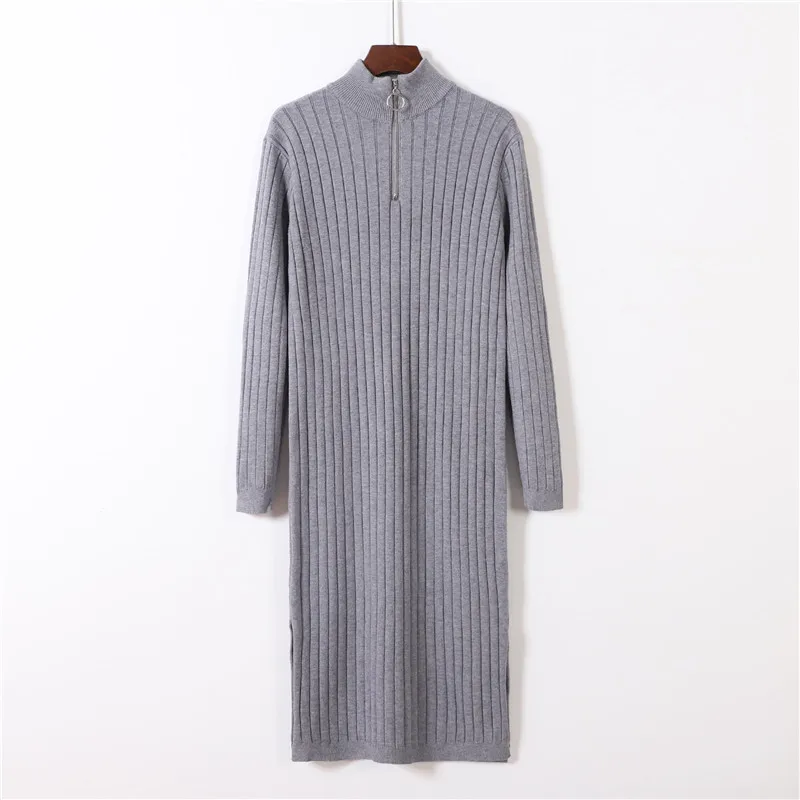 HLBCBG женское платье свитер с длинным рукавом зимнее плотное пуловер воротником
