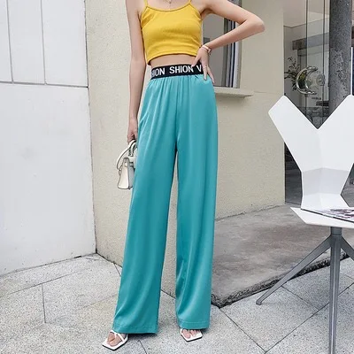 

A247-Summer trendy one button skinny pants wide leg pants