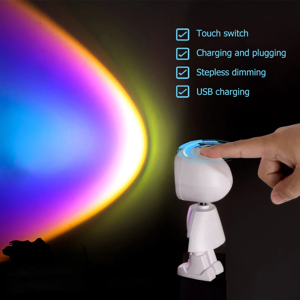 

Robot Design USB LED Projector Atmosphere Night Light Touch Control Photography Home Room Wall Decoration Projection Table Lamp