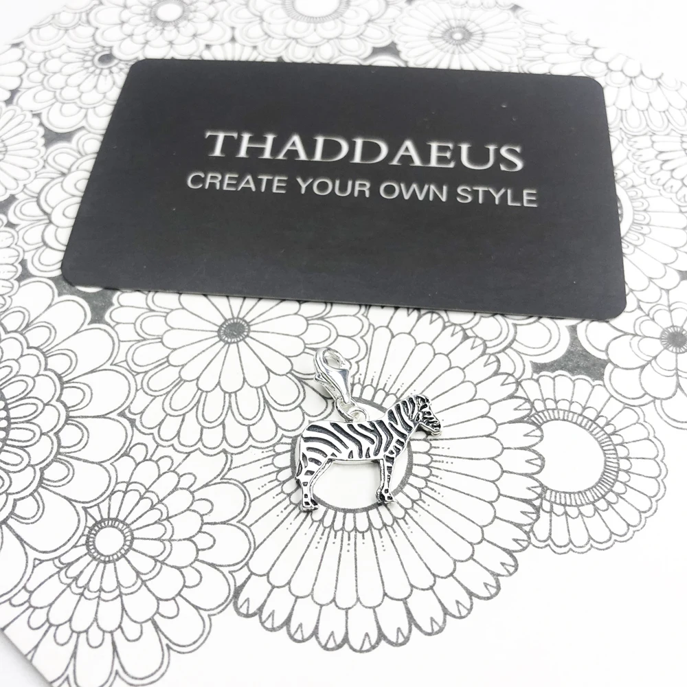 Модные на заказ новые 925 Стерлинговое Серебро Зебра Лошадь Эмаль Подвески Шарм