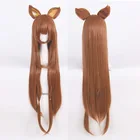 Парик для косплея рафталии рафутарии из The Rising of the Shield Hero, 100 см, коричневый термостойкий синтетический парик из волос + шпильки для волос с ушками